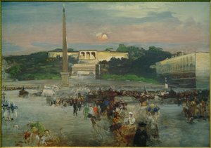 Rome, Piazza del Popolo door Oswald Achenbach